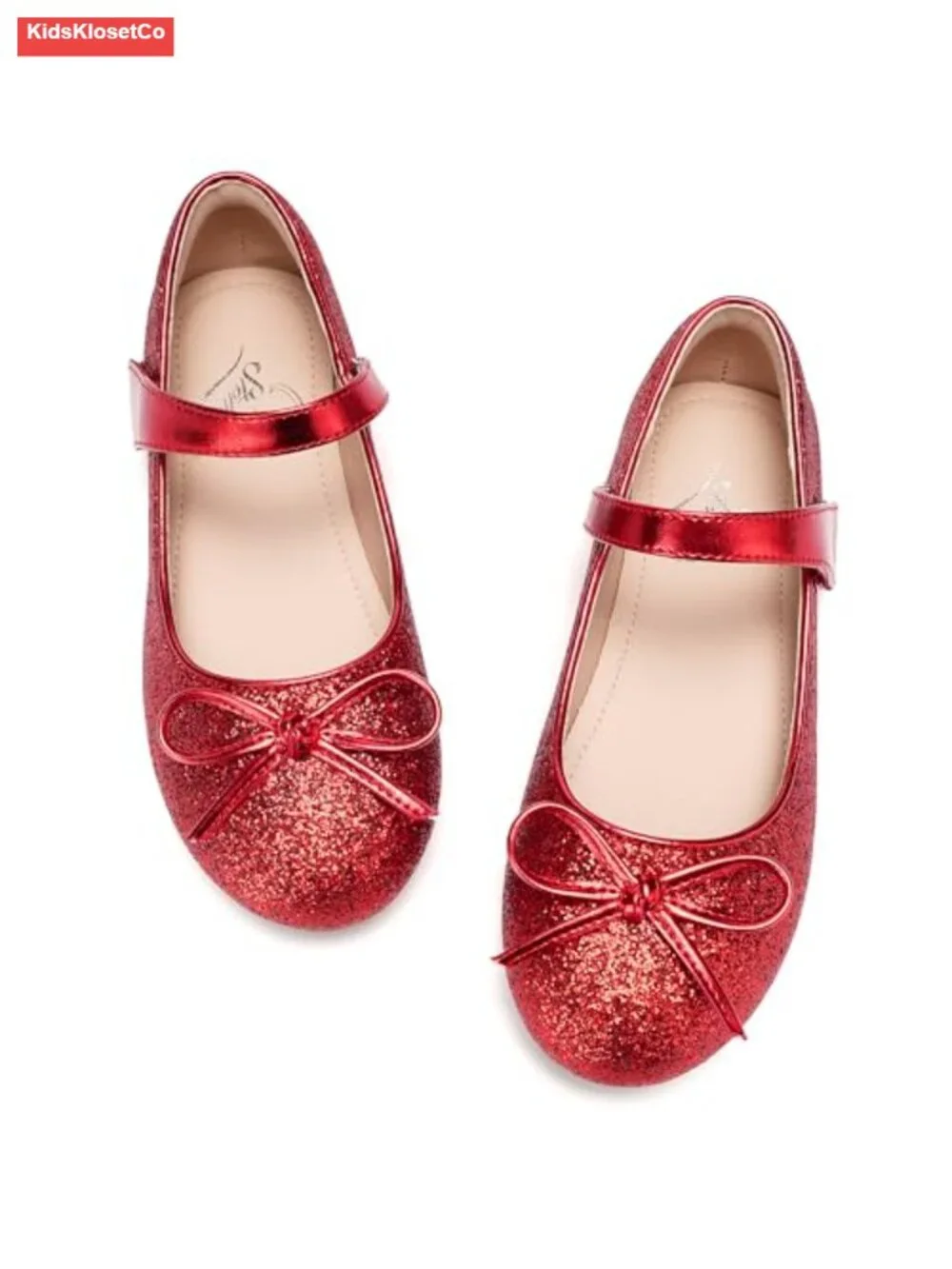 Girls Mary Jane Flats Dress Shoes Hook-and-Loop Closure Cushioned Comfort
